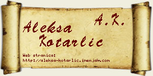 Aleksa Kotarlić vizit kartica